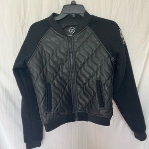 LRG lifted research group faux leather quilted bomber jacket Black XS
